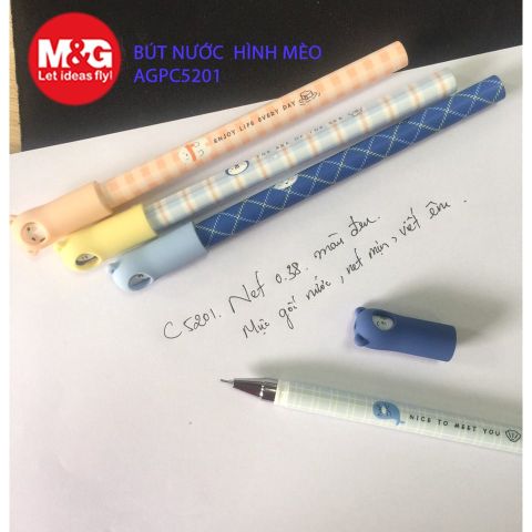  Cây bút Gel nước hình mèo đẹp và siêu Cute mực Xanh nét 0.38mm nắp bút có thể xoay (Giao màu ngẫu nhiên) 