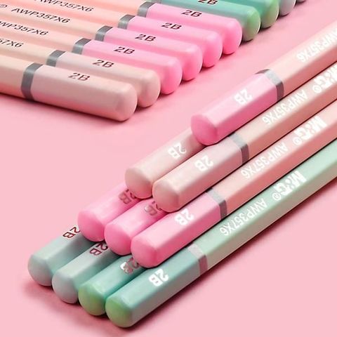  Chì gỗ 2B thân nhiều màu gọt sẵn gỗ đen AWP357X6 (12/288/3456) 