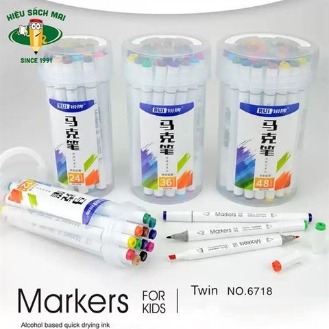  Hộp Bút dạ màu chất lượng tốt Marker Baoke 6718 12/18/24/36/48/60 màu sản phẩm chính hãng 