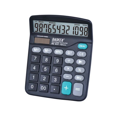  Máy tính tiền 12 số to 2 nguồn năng lượng Baoke EC837 sản phẩm chính hãng 
