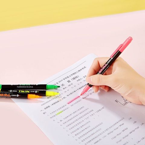  Bút nhớ dòng 2 đầu Baoke MP492 Màu xanh biển/tím/vàng/hồng/xanh lá/cam (12 Cây/Hộp) 