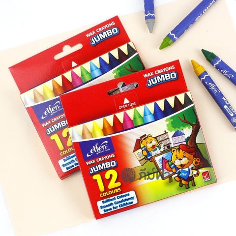  Hộp Bút sáp màu 12 màu Elfen JUMBO and Regular Size Sản phẩm chính hãng 