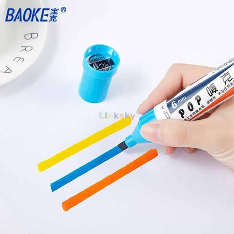  Bút dạ 12 màu POP Marker Baoke MK860-6 6mm - Có mực thay thế - Thay được đầu ngòi sản phẩm chính hãng 