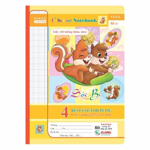  Quyển Vở 4 ly 80 trang ĐL 80 Klong019 sản phẩm chính hãng ( Giao màu ngẫu nhiên ạ) 
