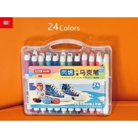  Hộp bút dạ quang marker Acrylic Rui No.6705 12/24 màu sản phẩm chính hãng 