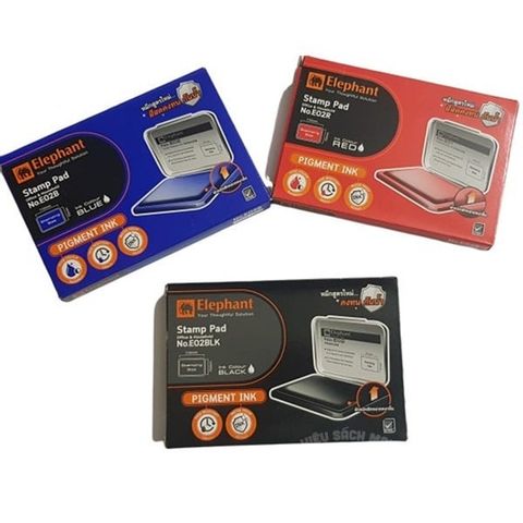  Khay mực đóng dấu nhỏ thương hiệu Elephant E02 sản phẩm chính hãng  - Xanh/Đen/Đỏ (Khay) 