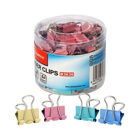  Hộp kẹp bướm màu comix (15mm - 19mm - 25mm - 32mm - 41mm - 51mm) Sản phẩm chính hãng 