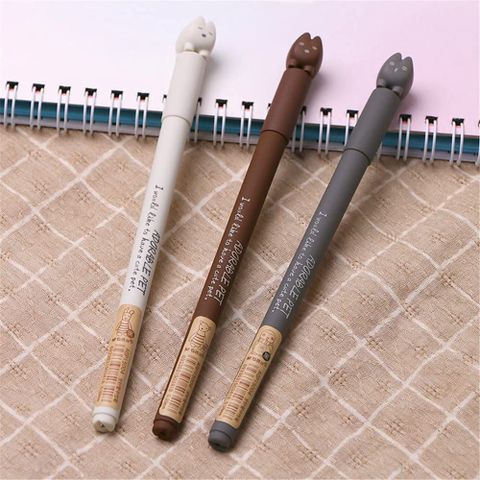  Bút bi nước nét mảnh 0.38 mực đen mèo cute, Bút hình mèo chất lượng cao (Giao màu ngẫu nhiên ạ) 