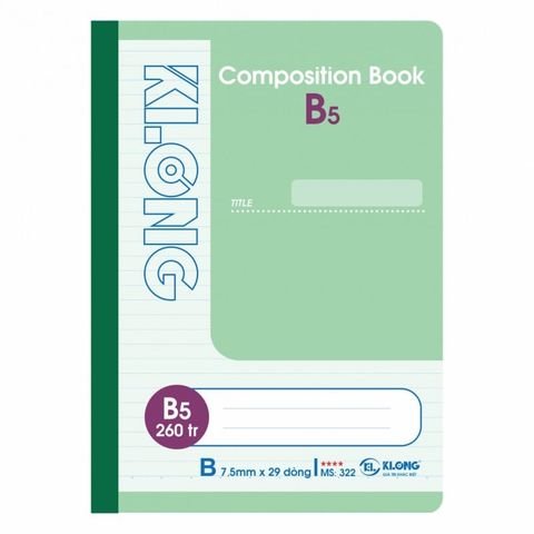  Vở Sổ may B5 260 trang Klong322 (50Q/ thùng) sản phẩm chính hãng (Giao màu ngẫu nhiên ạ) 