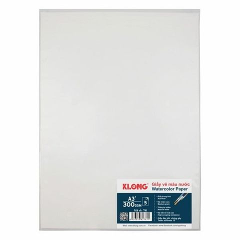  Giấy vẽ màu nước A3 ĐL300gsm Klong 78sản phẩm chính hãng 