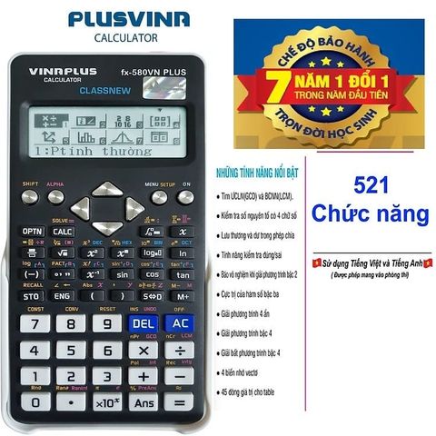  Máy tính khoa học VINAPLUS - FX-580VN PLUS sản phẩm chính hãng 
