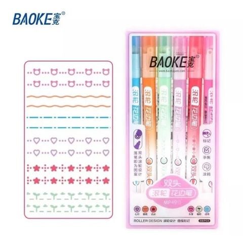  Bút lông kim 6 màu/vỉ chuyên dùng trang trí hoạ tiết 7 sắc cầu vồng, con lăn kèm theo sản phẩm chính hãng 