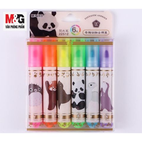  Bút Dấu dòng bộ gấu trúc M&G AHM22512 (6 màu /vỉ)sản phẩm chính hãng 