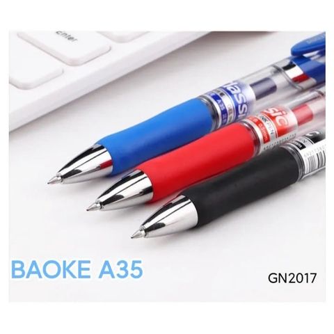  Bút gel 0.5mm Baoke A35 mực xanh/mực đen/mực đỏ/mực tím và Ruột bút thay thế Baoke PS2600 (12 Cây/Hộp) 