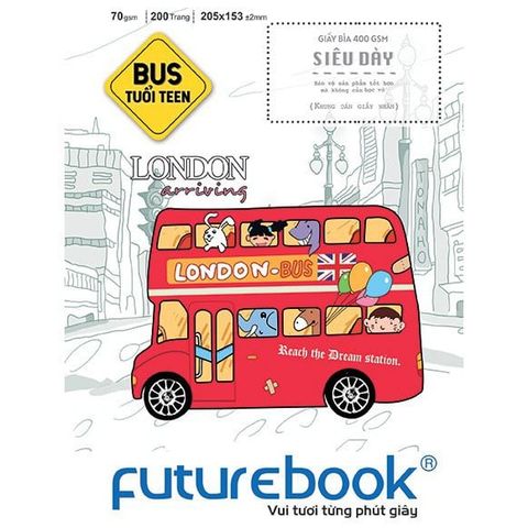 Vở ô ly ĐL70gsm Bus tuổi teen FutureBook 200 trang sản phẩm chính hãng(Giao bìa màu ngẫu nhiên ạ) 