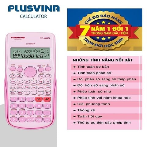  Máy tính khoa học VINAPLUS - FX-500MS Đen - Xanh - Hồng sản phẩm chính hãng 