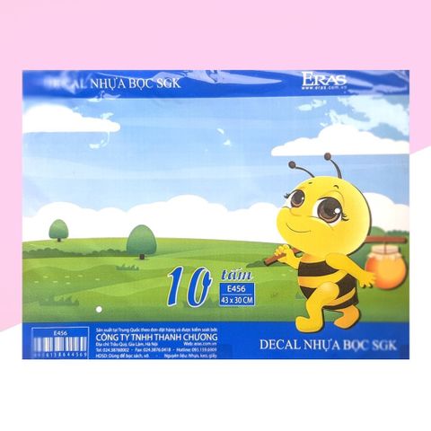  Bọc sách vở decal nhựa trong suốt Eras E456 (10 chiếc/tập) 43x30 cm sản phẩm chính hãng 