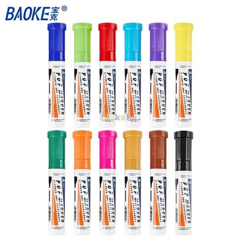  Bút dạ 12 màu POP Marker Baoke MK860-6 6mm - Có mực thay thế - Thay được đầu ngòi sản phẩm chính hãng 