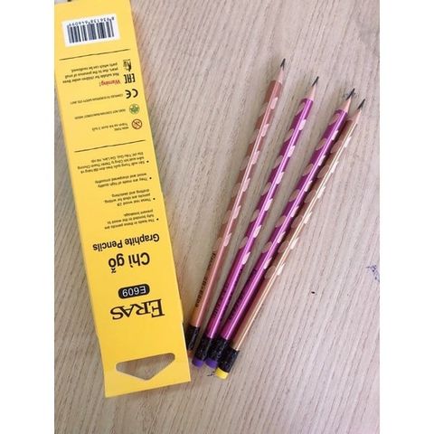  Chì gỗ 2B định vị 3 cạnh Eras E609 sản phẩm chính hãng(Giao màu ngẫu nhiên) 