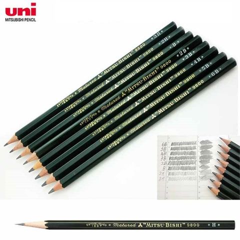  Bút chì gỗ cao cấp Mitsubishi hãng Uniball Thương hiệu nhật bản  9800 - HB,2B,3B,4B,5B,6B (chiếc) 