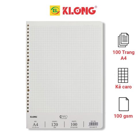  Giấy ruột sổ còng refill A4 100 tờ caro 5x5 Klong MS 556 chấm dotgrid sản phẩm chính hãng 