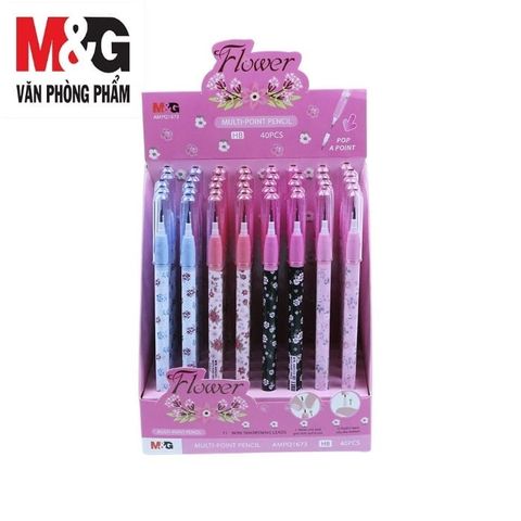  Bút chì khúc HB thân in hình hoa AMPQ1673 (Hộp 40 chiếc)(Mua lẻ Giao màu ngẫu nhiên ạ) 
