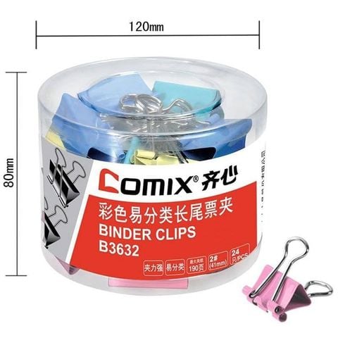  Hộp kẹp bướm màu comix (15mm - 19mm - 25mm - 32mm - 41mm - 51mm) Sản phẩm chính hãng 