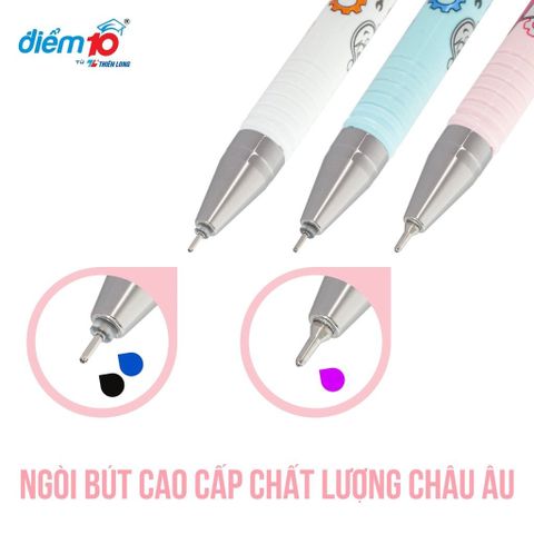  Bút gel 0.5mm Thiên Long Điểm 10 TPGEL038 mực đen/ xanh biển/ tím sản phẩm chính hãng 