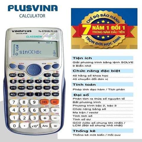  Máy tính khoa học VINAPLUS - FX-570VN PLUS sản phẩm chính hãng 