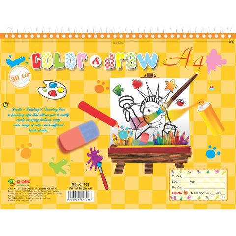  Vở vẽ lò xo A4 30 tờ Klong708  sản phẩm chính hãng (Giao màu ngẫu nhiên ạ) 
