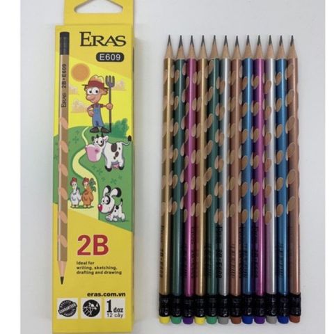  Chì gỗ 2B định vị 3 cạnh Eras E609 sản phẩm chính hãng(Giao màu ngẫu nhiên) 