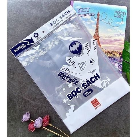  Bọc sách cấp 2 cấp 3 hồng hà  nylon (190x265mm) HH3269 (hàng chính hãng) túi 10 tờ 
