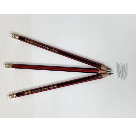  Bút chì gỗ 2B đỏ đen lục giác gọt sẵn có gôm AWP30876 (Hàng chính hãng) 