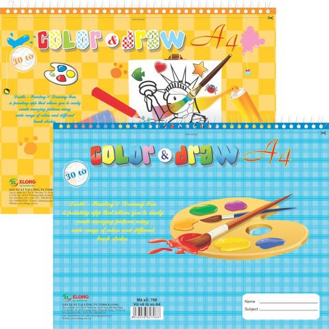  Vở vẽ lò xo A4 30 tờ Klong708  sản phẩm chính hãng (Giao màu ngẫu nhiên ạ) 