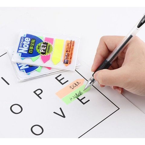  Giấy nhớ note phân trang nhựa mũi tên Baoke, 45mm x 12mm, 5 màu,100 tờ/tập, TZ5007 sản phẩm chính hãng 