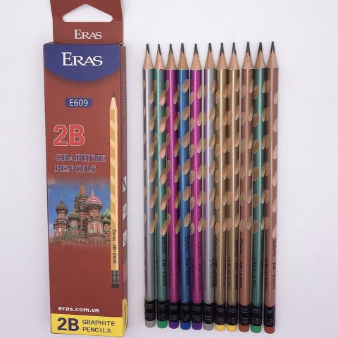  Chì gỗ 2B định vị 3 cạnh Eras E609 sản phẩm chính hãng(Giao màu ngẫu nhiên) 