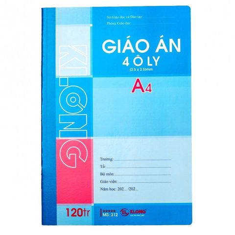  Vở Sổ giáo án A4 120 trang ô ly Klong312 (80Q/ thùng) sản phẩm chính hãng (Giao màu ngẫu nhiên ạ) 