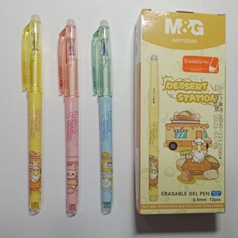  Bút gel tẩy được Dessert Station ngòi 0.5mm mực xanh (Giao màu ngẫu nhiên ạ) sản phẩm chính hãng 