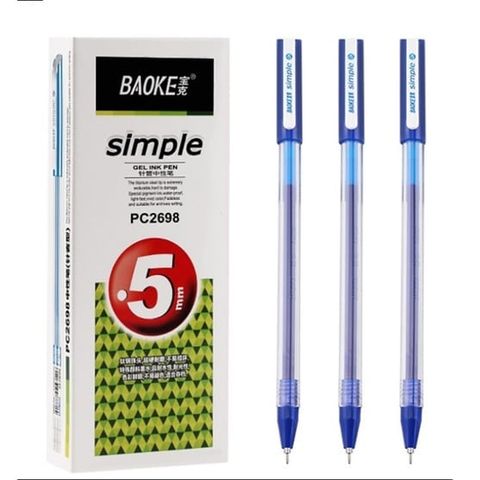 Bút Gel 0.5mm Baoke PC2698 Xanh/Đen/Đỏ/Tím (12 Cây/Hộp) 