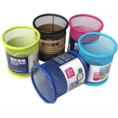  Ống cắm bút lưới sắt tròn Comix các màu (Hồng/Xanh lá/ Xanh biển/Đen/Ghi) 