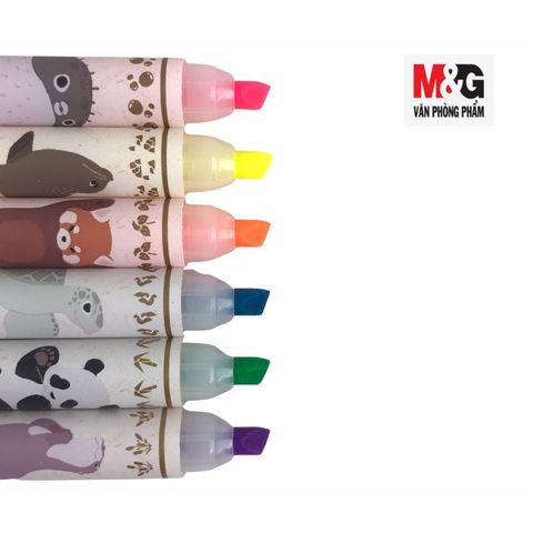  Bút Dấu dòng bộ gấu trúc M&G AHM22512 (6 màu /vỉ)sản phẩm chính hãng 