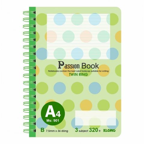  Vở Sổ lò xo kép bìa nhựa Passion 320 trang A4 ĐL 70 sản phẩm chính hãng (giao màu ngẫu nhiên) 