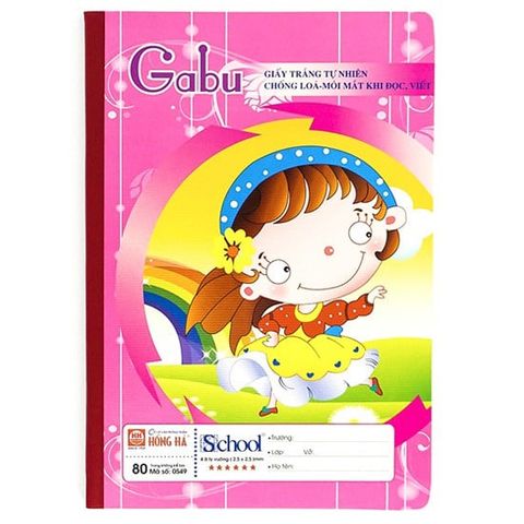  Vở ô ly Hồng Hà Gabu - 80 trang sản phẩm chính hãng (Giao màu ngẫu nhiên ạ) (Quyển) 