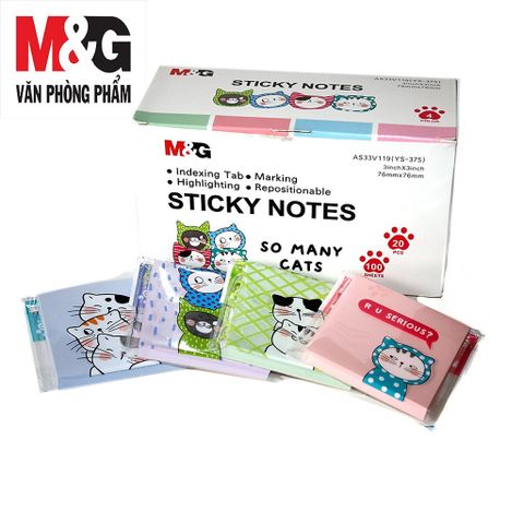  Tập Giấy nhớ nhiều màu hình chú mèo dễ thương M&G So many cats 