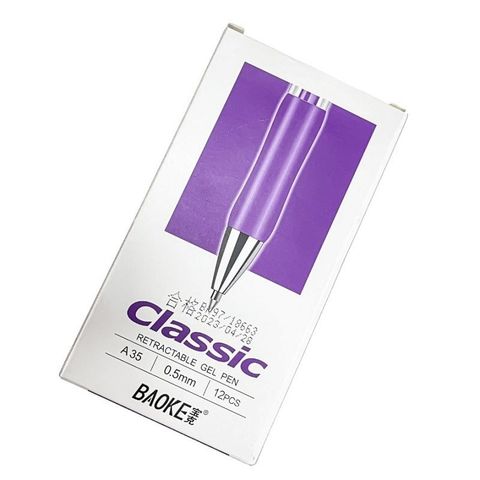  Bút gel 0.5mm Baoke A35 mực xanh/mực đen/mực đỏ/mực tím và Ruột bút thay thế Baoke PS2600 (12 Cây/Hộp) 