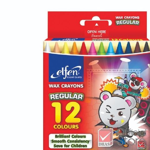  Hộp Bút sáp màu 12 màu Elfen JUMBO and Regular Size Sản phẩm chính hãng 