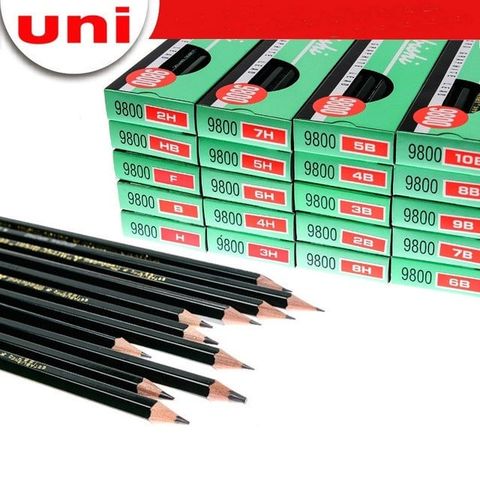  Bút chì gỗ cao cấp Mitsubishi hãng Uniball Thương hiệu nhật bản  9800 - HB,2B,3B,4B,5B,6B (chiếc) 