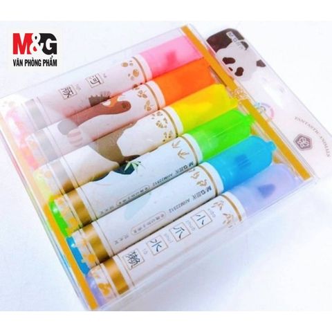  Bút Dấu dòng bộ gấu trúc M&G AHM22512 (6 màu /vỉ)sản phẩm chính hãng 