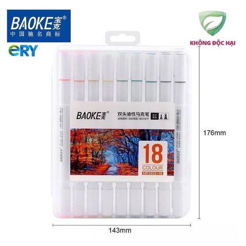  Hộp Bút Dạ màu Marker 2 đầu ngòi 1-4mm - Baoke MP2923 - 18/24/48 màu sản phẩm chính hãng 