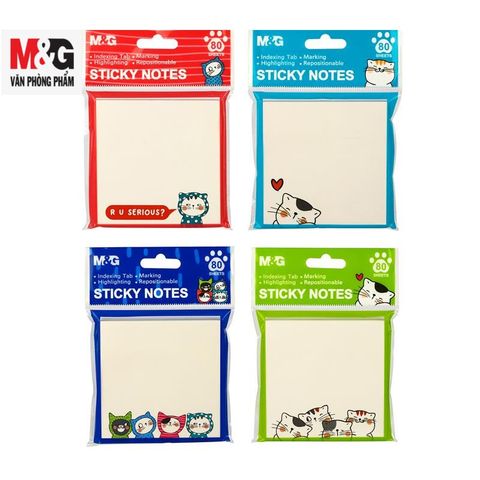  Tập Giấy Ghi Chú M&G YS-377 dạng 3X3, 80 tờ có hình con Mèo & trái Tim 